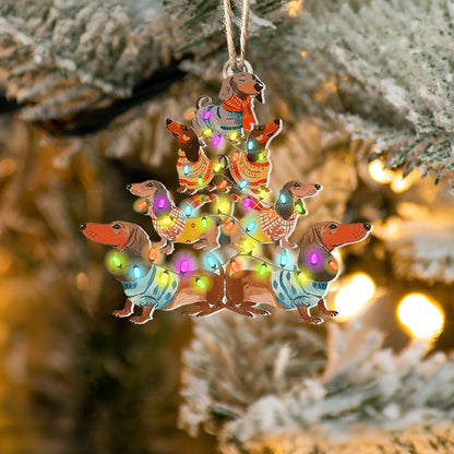 Décoration en acrylique brillante pour sapin de Noël en forme de teckel