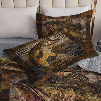 Shineful All Season Quilt 3-Piece Set Majestic Largemouth Bass