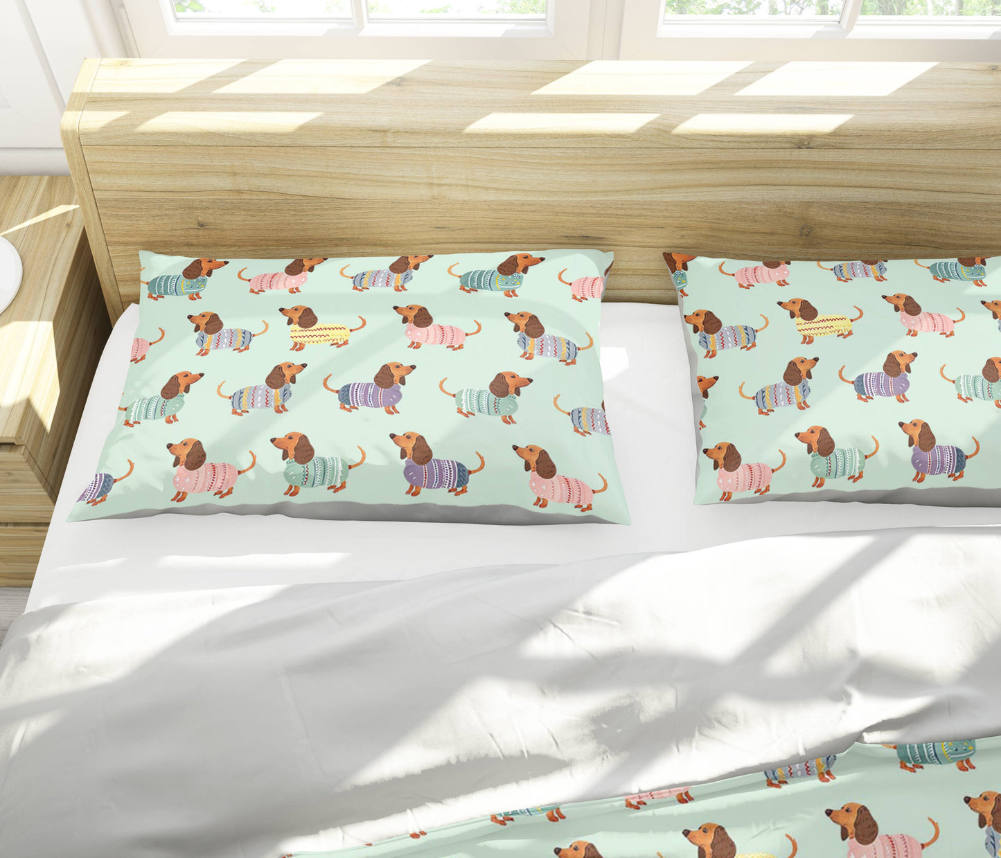 Shineful 3 Pieces Duvet Cover Set Colorful Dachshunds