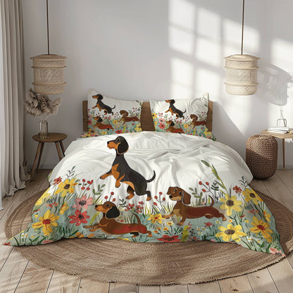 Shineful 3 Pieces Duvet Cover Set Dachshund Delight