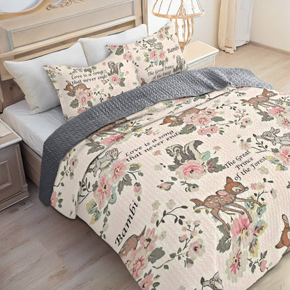 Shineful All Season Quilt 3-Piece Set Love Bambi