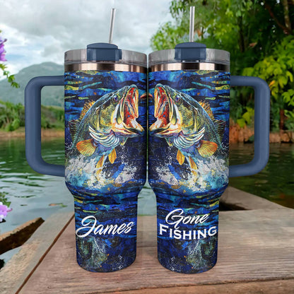 Shiny Tumbler Personalisiert Gone Fishing Forellenbarsch