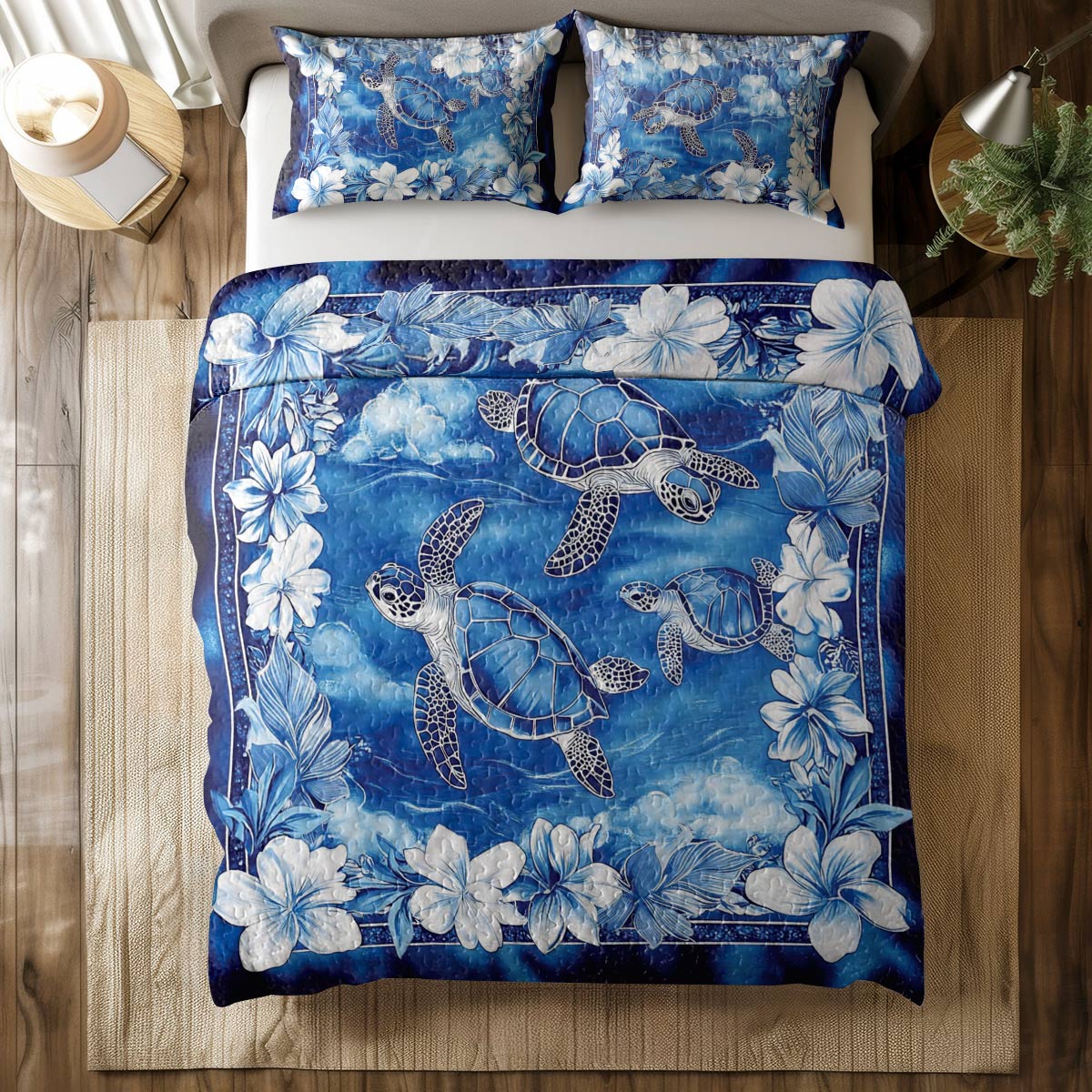 Shineful All Season Quilt 3-Piece Set Sea Turtle Paradise