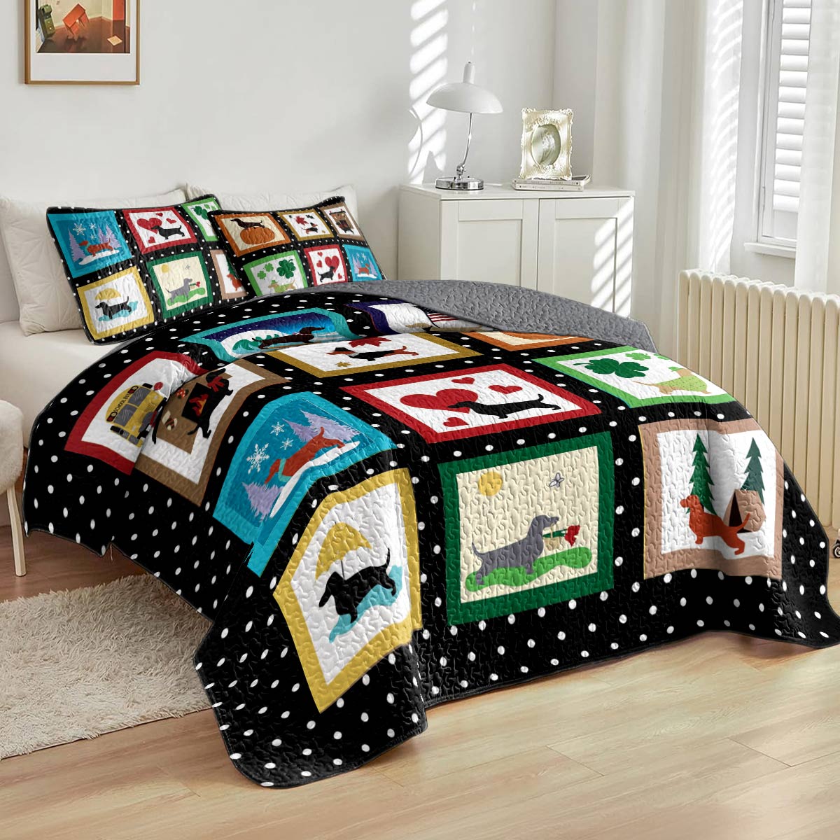 Shineful All Season Quilt 3-Piece Set Dachshund Days