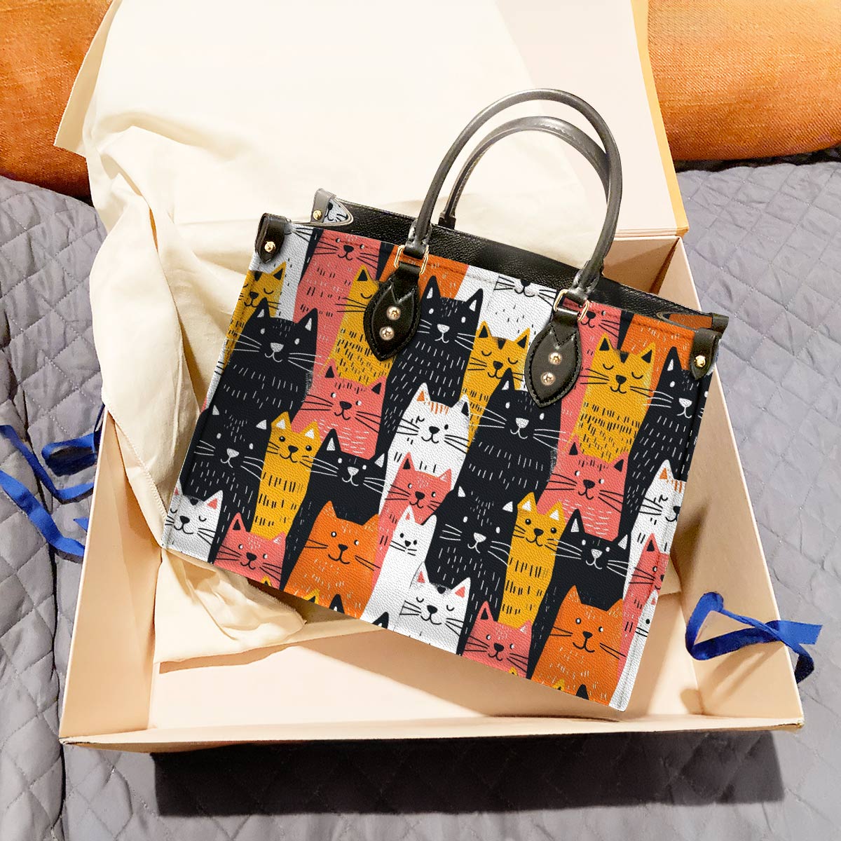 Shineful Leather Bag Funny Cats