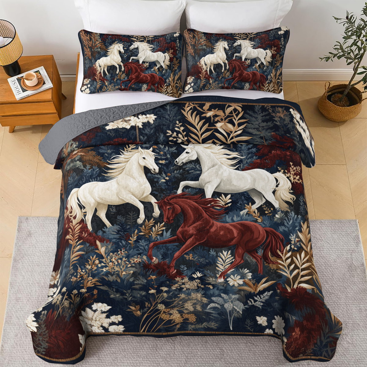 Shineful All Season Quilt 3-Piece Set - Wild Elegance Horse