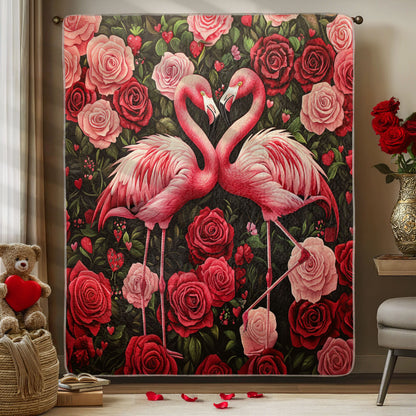 Shineful Flat Print Faux Quilt Blanket Forever Flamingo Bliss