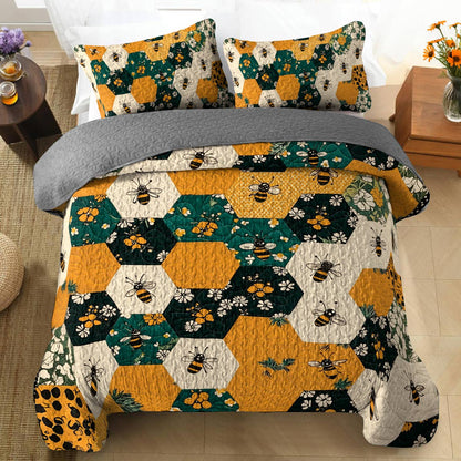 Shineful All Season Quilt 3-Piece Set - Honeycomb Haven