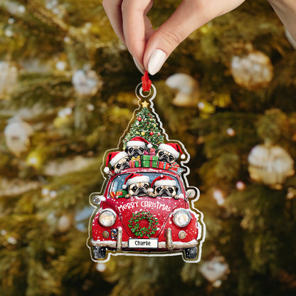 Shineful 2D Acrylic Ornament Chrismas Pug Travel