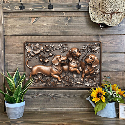 Shineful 2D Metal Sign Joyful Dachshund Delight