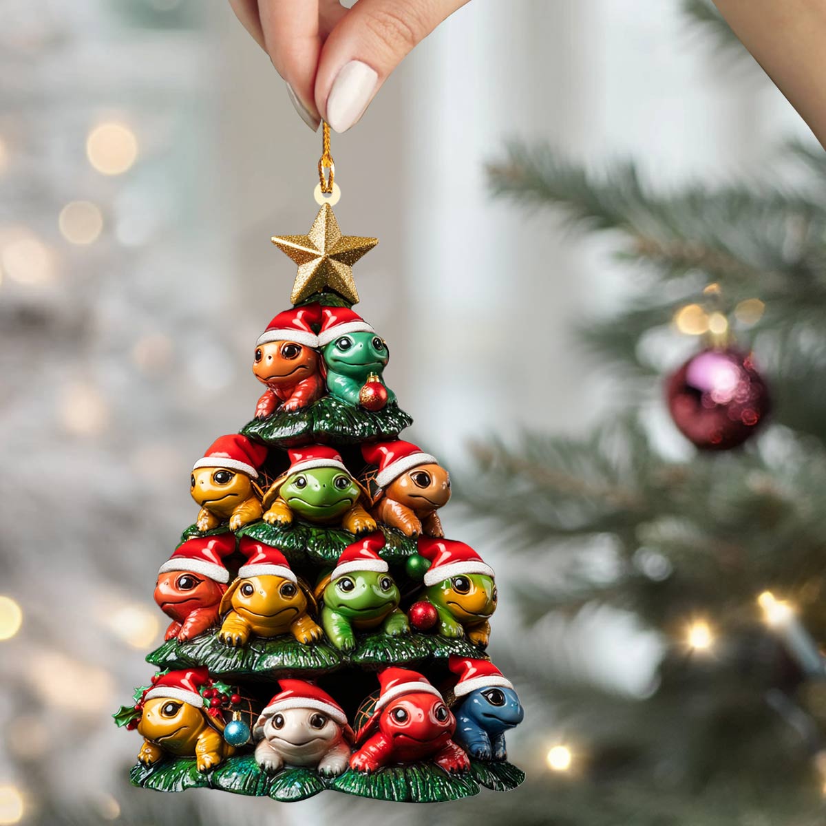 Shineful 2D Acrylic Ornament Turtle Tower Holiday