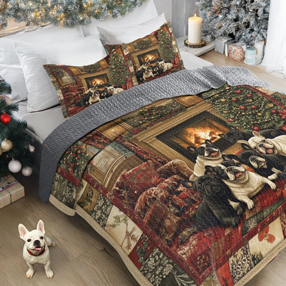 Shineful All Season Quilt 3-Piece Set - Frenchie Fireside Christmas