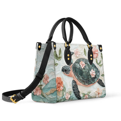 Shineful Leather Bag Floral Turtle