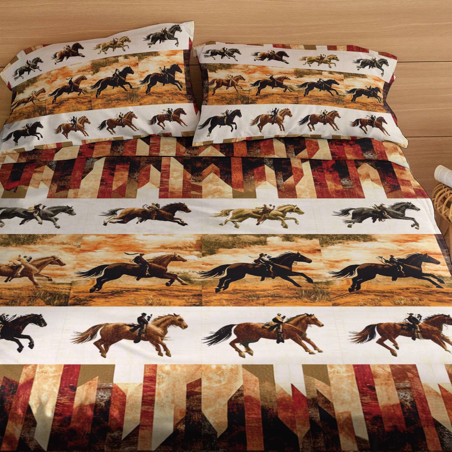 Shineful 4-Piece Bed Sheet Set Western Adventure