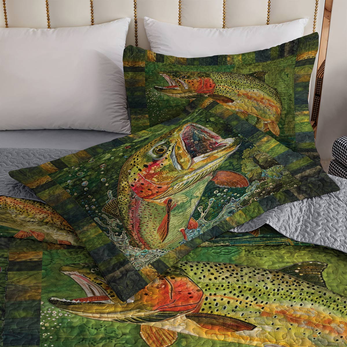 Shineful All Season Quilt 3-Piece Set Forceful Rainbow Trout