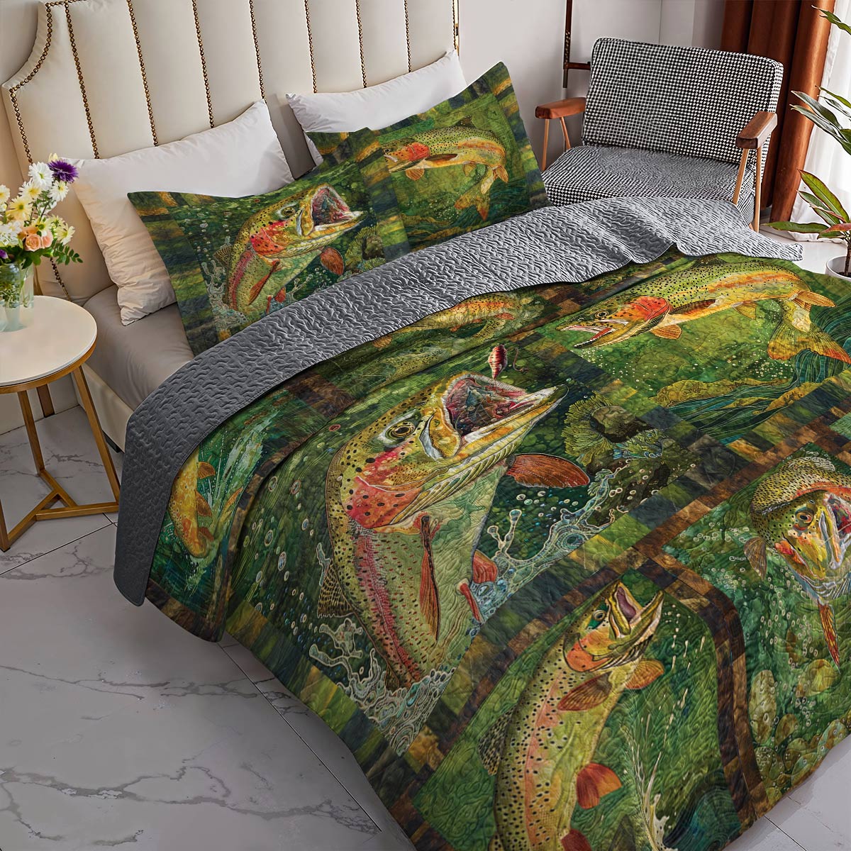 Shineful All Season Quilt 3-Piece Set Forceful Rainbow Trout