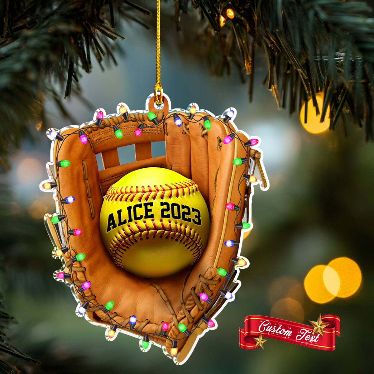 Shiny 2D Acryl Ornament personalisierte Softball Urlaub 