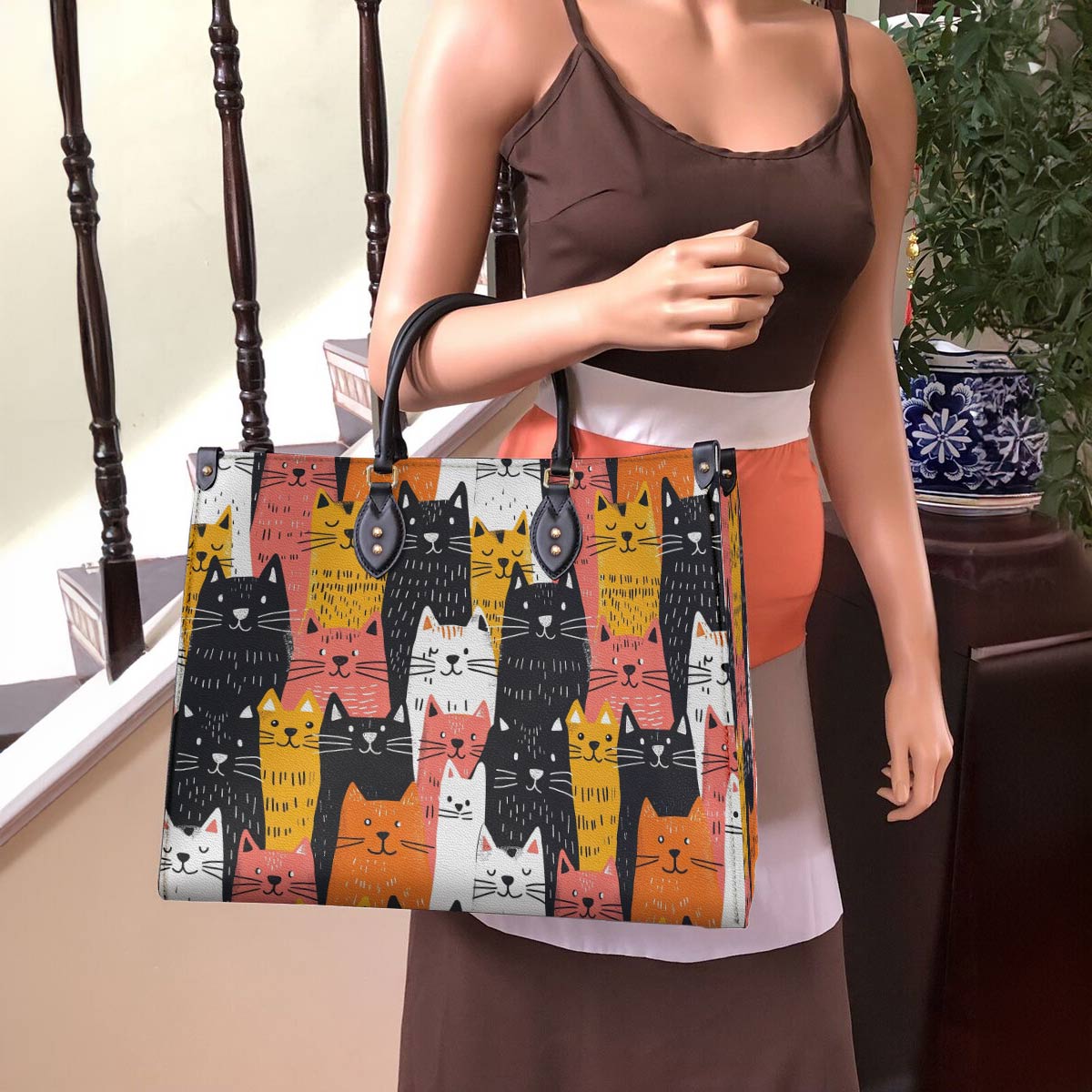 Shineful Leather Bag Funny Cats