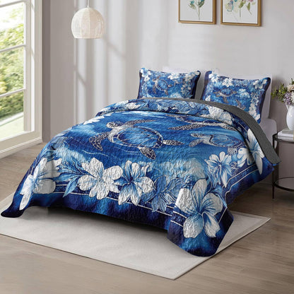 Shineful All Season Quilt 3-Piece Set Sea Turtle Paradise