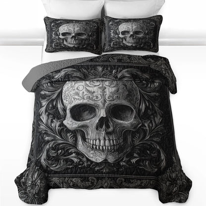 Shineful All Season Quilt 3-Piece Set - Mystic Shadows Skull