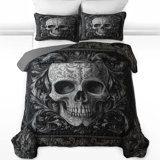 Ensemble de courtepointe toutes saisons Shineful 3 pièces - Mystic Shadows Skull