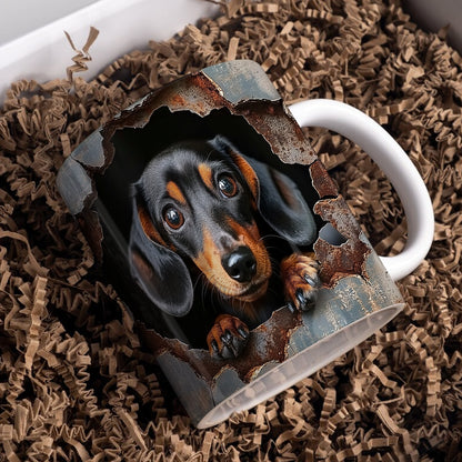 Shineful Ceramic Mug Cute Peeking Dachshund