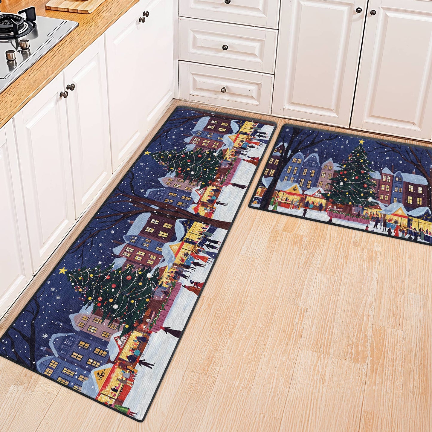 Tapis de sol antidérapant ultra fin Shineful, tapis de cuisine, marché de Noël