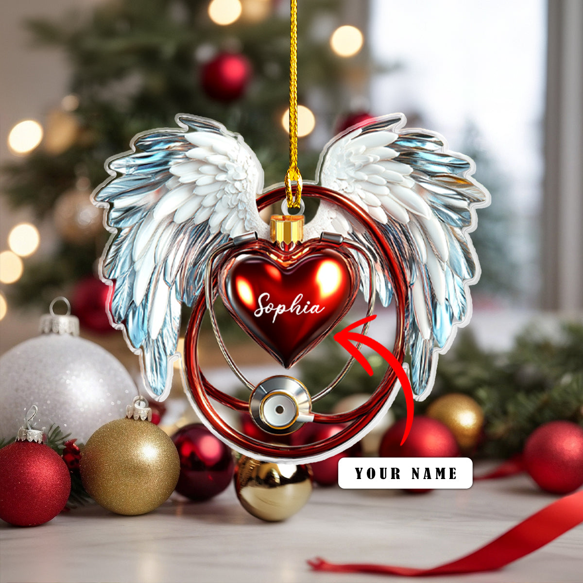 Shineful Personalized 2D Acrylic Ornament - Angel Heart Nurse