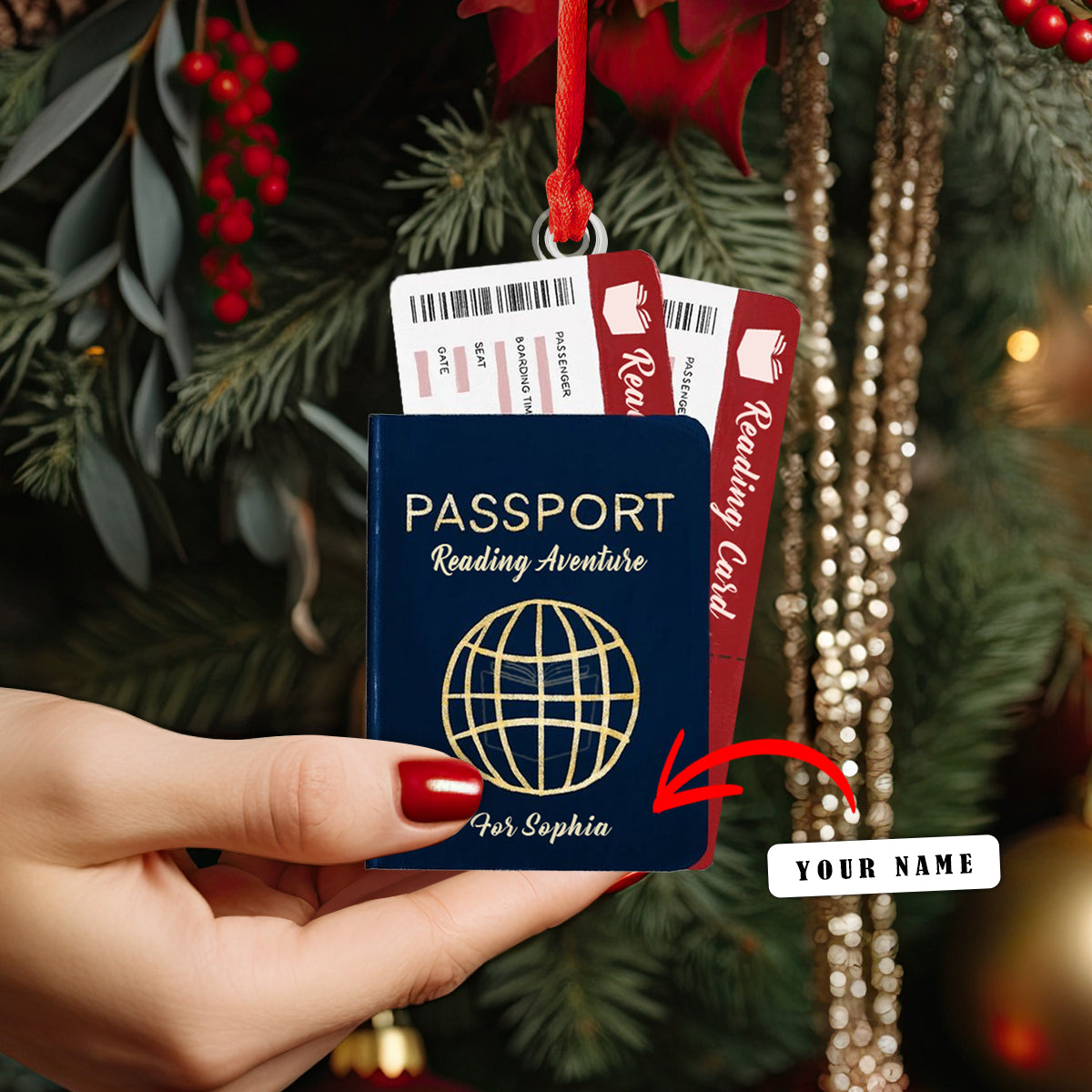 Shineful Personalized 2D Acrylic Ornament - Personalized Reading Passport