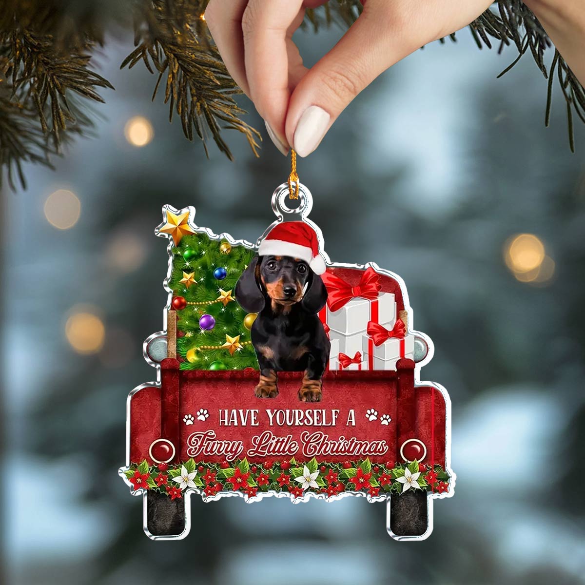 Shineful 2D Acrylic Ornament Merry Dachshund