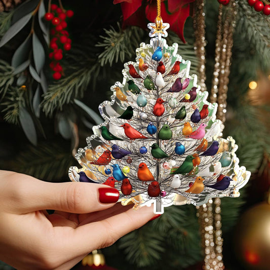 Shineful 2D Acrylic Ornament Charming Birds Christmas Tree