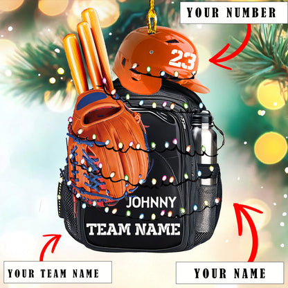 Shiny Acryl Ornament personalisierte Baseball Weihnachten Rucksack 