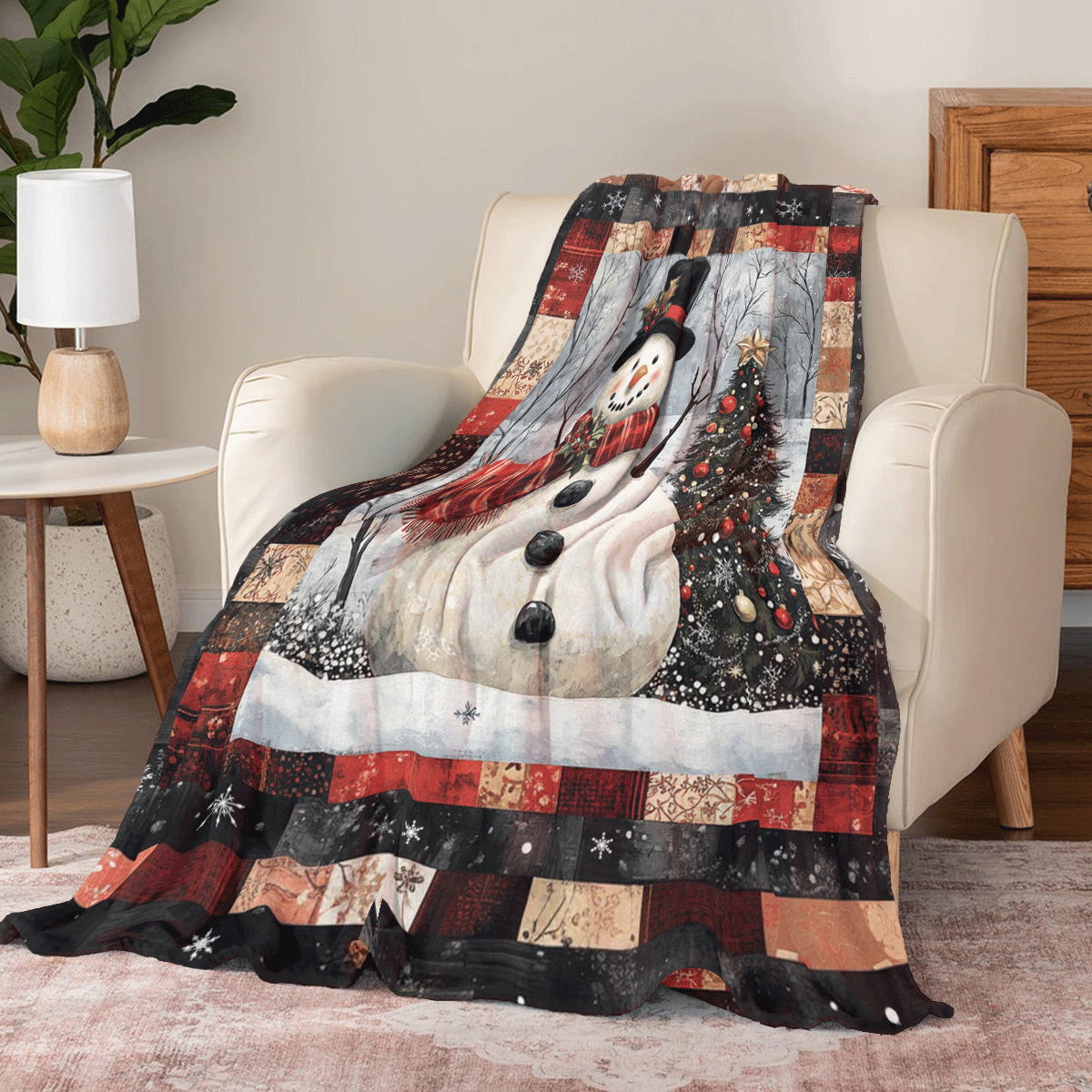 Shineful Fleece Blanket Jolly Snowman