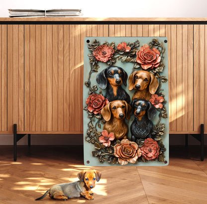 Shineful 2D Metal Sign Floral Dachshunds