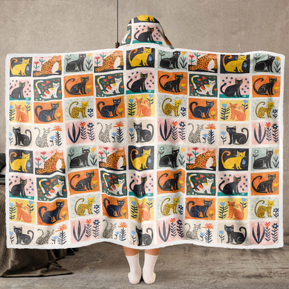 Shineful Wearable Hooded Blanket - Cat Fantasy Garden