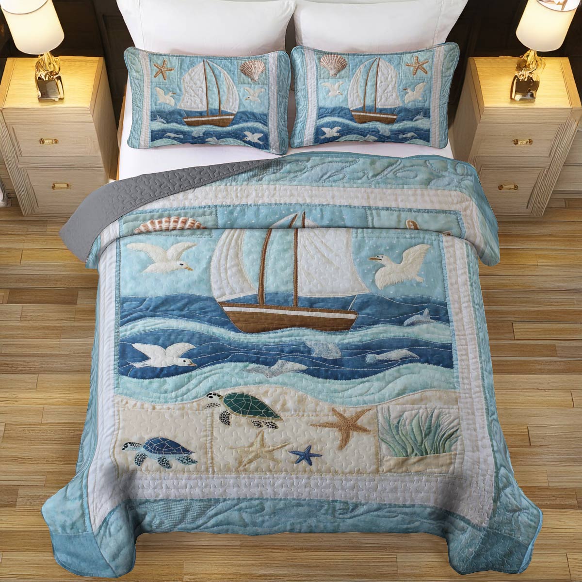 Shineful All Season Quilt 3-Piece Set Ocean Breeze