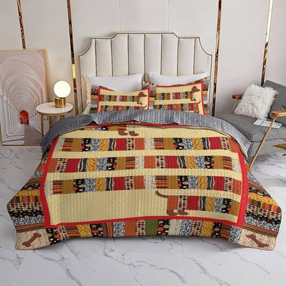 Shineful All Season Quilt 3-Piece Set Dachshund Fun