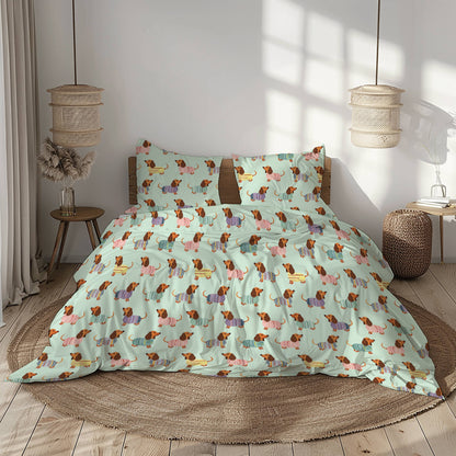 Shineful 3 Pieces Duvet Cover Set Colorful Dachshunds