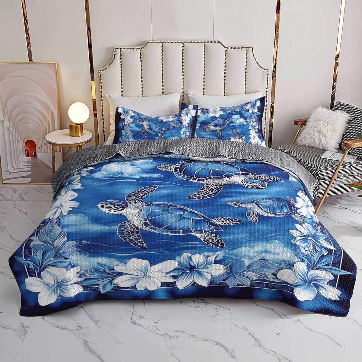 Shineful All Season Quilt 3-Piece Set Sea Turtle Paradise