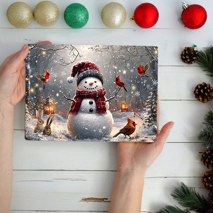 Shineful 2D Metal Sign Winter Forest Snowman With Cardinals