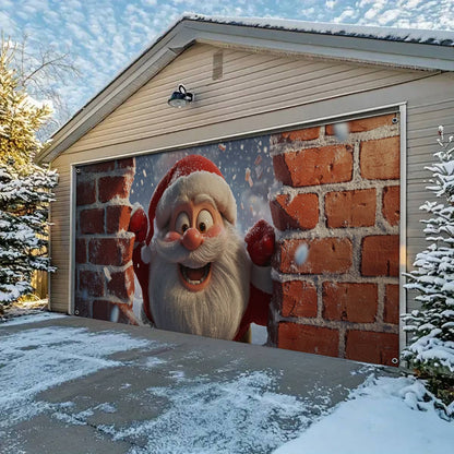 Shineful Garage Door Banner Decoration - Santa Surprise