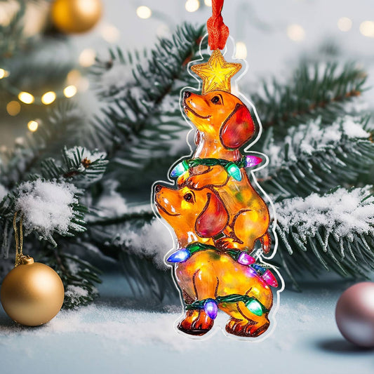 Shineful 2D Acrylic Ornament Dachshund Christmas