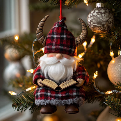 Shineful 2D Acrylic Ornament Gnome in Plaid with Books