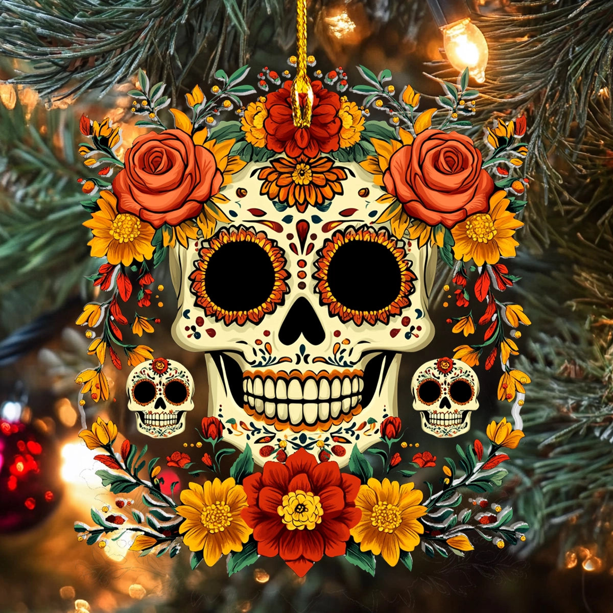 Shineful Acrylic Ornament Enchanted Floral Skull