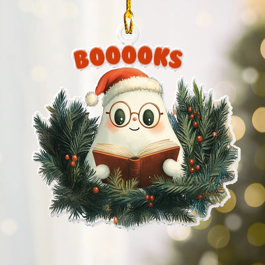 Shineful Acrylic Ornament Boooooks Festive Ghost