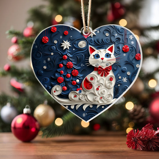 Glänzendes Acrylornament Purr-fect Weihnachtsherz 