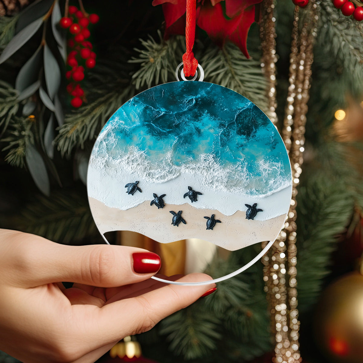 Shineful 2D Acrylic Ornament - Turtle Beach Christmas