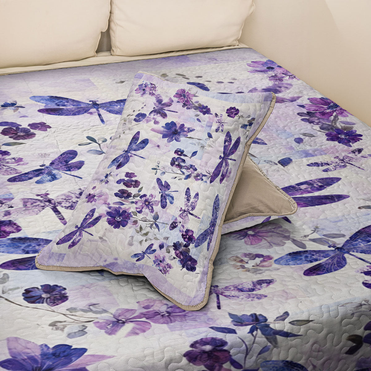 Shineful All Season Quilt 3-Piece Set Dragonfly's Blossom Haven