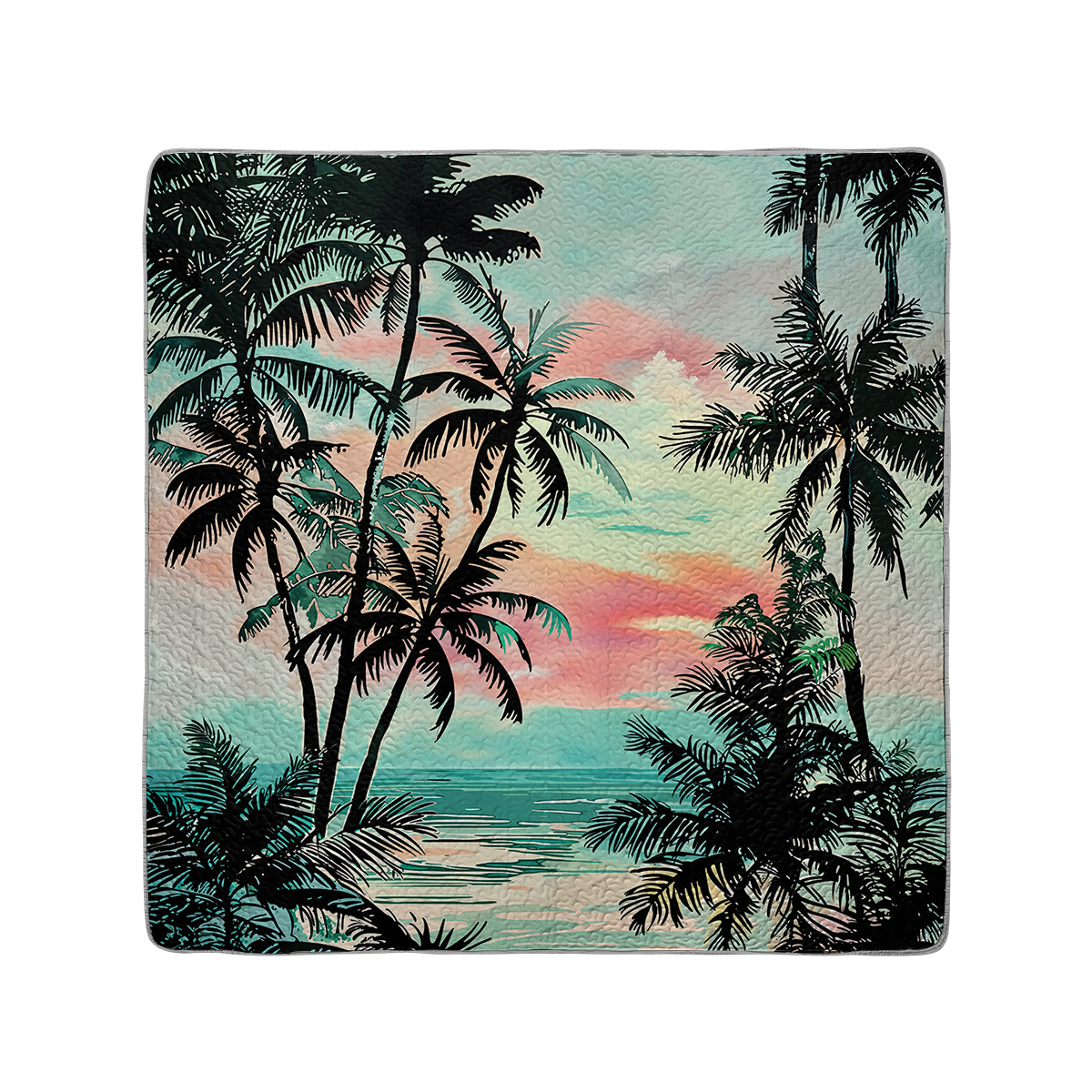 Shineful All Season Quilt 3-Piece Set Tropical Coconut Tree