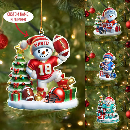 Shineful Personalized 2D Acrylic Ornament Snowmen Play Football